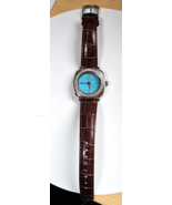Vintage Ecclissi Woman’s Watch Turquoise &amp; Sterling Silver Leather Band ... - $395.00