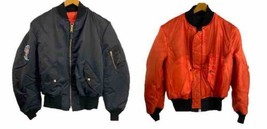 VTG Reversible Branded Garment MA-1 Bomber Pilot Jacket Camel Big Vegas ... - £72.13 GBP