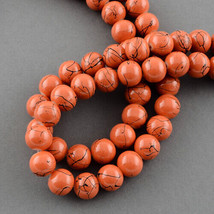 50 Orange Black Glass Beads 8mm Halloween Jewelry Supplies BULK Wholesale - £4.84 GBP