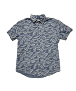 Aeropostale Men&#39;s Medium Blue and White  Hawaiian Button Down Cotton Shirt - $12.64