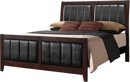 Carlton Full Upholstered Bed In Cappuccino And Black Panel By Coaster Home - £301.60 GBP