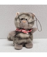 Nici Plush Grey Cat Red Plaid Bandana Hanging Ornament 4&quot; Plush - €16,99 EUR