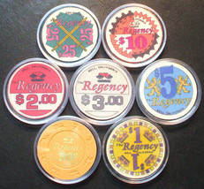 Regency Casino Chip Sample Set - Bell, California - 1981 - 7 Chips - $39.63 CAD