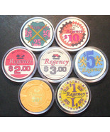 Regency Casino Chip Sample Set - Bell, California - 1981 - 7 Chips - $19.95