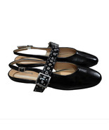 Soda Round Toe Slingback Flats Womens Size 7 Black Faux Leather Studded - £23.56 GBP