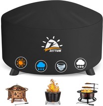 Zettum Fire Pit Cover Round 36 Inch - Outdoor Firepit Cover Heavy Duty &amp; - £34.20 GBP