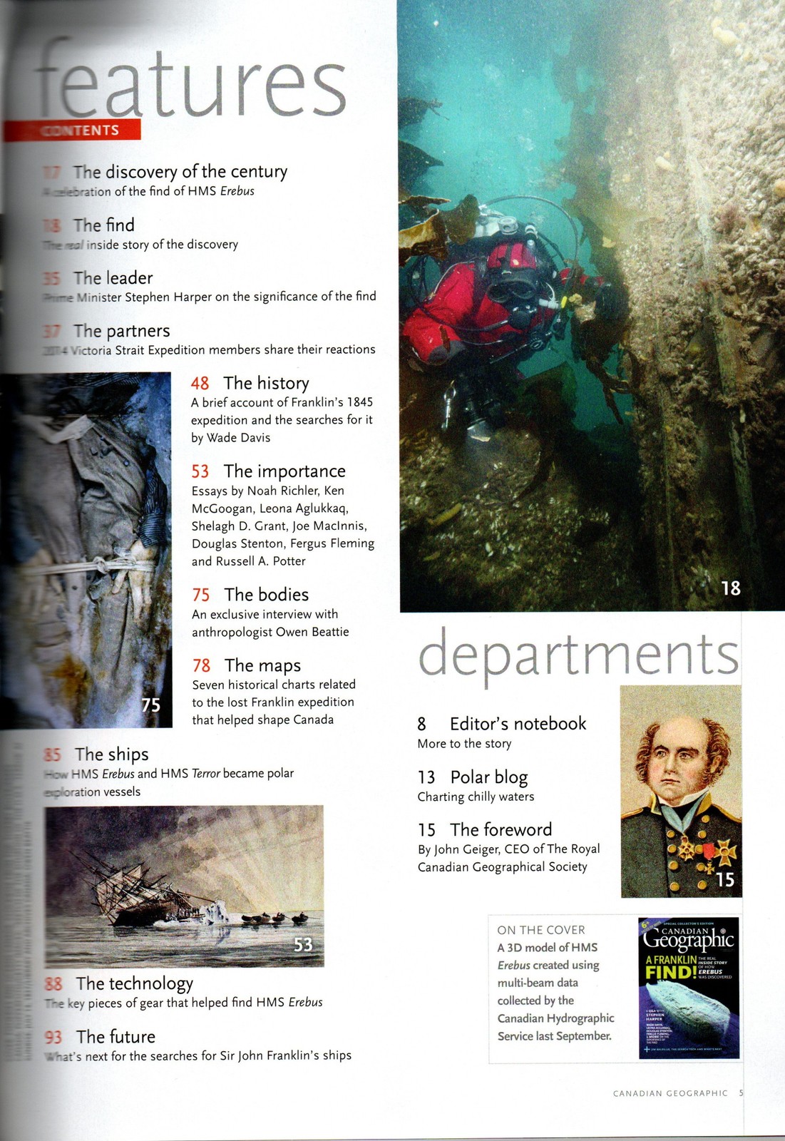 Image 1 of Canadian Geographic Special Collector's Edition 6+ Pages of Maps Erebus