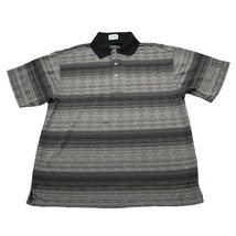 PGA Shirt Mens S Gray Striped Tour Golf Polo Lightweight Performance - $19.78