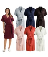 RH Kimono Robe Women&#39;s Short Sleeve Cotton Bathrobe Dressing Gown Sleep ... - £21.67 GBP