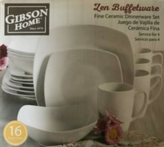 Gibson Home - 92576.16 - Zen Buffetware 16 Piece Dinnerware Set - White - $55.95