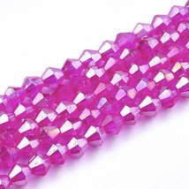 100 Bulk Beads Faceted Bicone Hot Pink Wholesale Beads 4mm Lot Cone - £3.70 GBP