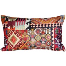 Kilim Collage Throw Pillow 12x20, with Polyfill Insert - £31.93 GBP