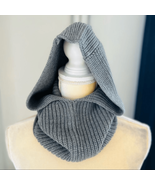 All SAINTS Hooded Snood Head Scarf, Hat, Wool Blend, Cozy &amp; Warm Gray, NWT - £58.08 GBP