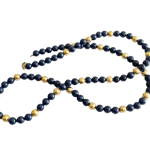 Napier Necklace 28&quot; Signed Navy Blue Lucite &amp; Gold Tone Round Beaded - £14.92 GBP