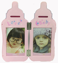 NEW Pink Baby Bottle Picture Frame Bank 3x5 Photo Holder 8 inches tall 4... - £10.11 GBP