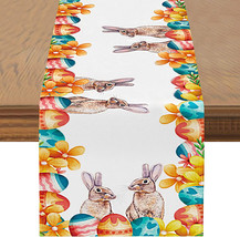 Easter Table Runner Bunny Eggs Decoration for Home Party (13x36 inch) - £10.93 GBP