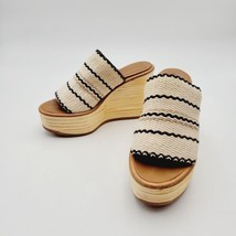SEE BY Chloe Kenna Woveb Cotton Wedge Sandals Women Sz 8.5 Beige Platform Shoes - £58.50 GBP