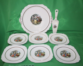 Early American By Harker 1840 8 Piece Plates Dinnerware And Cake Plate Set - £46.70 GBP