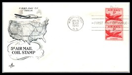 1948 WASHINGTON DC FDC Cover- 5c Air Mail Coil Stamp Pair L6 - $2.47