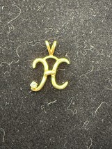 14K Gold Pisces Zodiac Charm Pendant w/ Diamond Accent 1.4g Celestial Be... - $114.99