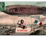 Woman in Blimp Dirigible Greetings De Saint-Loup France DB Postcard P24 - $17.03