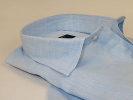 Men's Ciazzo Turkey 100% Linen Breathable Shirt Short Sleeves #Linen 19 Lt BLue image 4