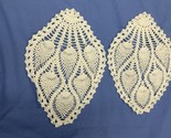 Set Of 2 Vintage White Pineapple Crochet Doilies Chair Arms Set SC20 - $19.80