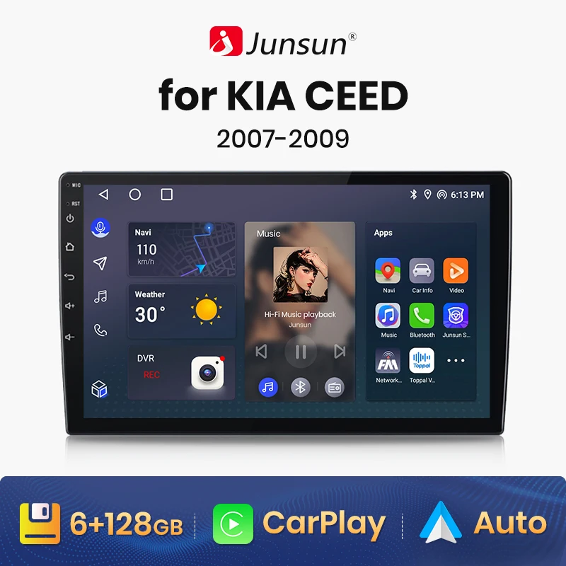 Junsun V1 AI Voice Wireless CarPlay Android Auto Radio for KIA CEED 2007 2008 - £84.85 GBP+