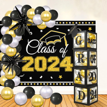 2024 Graduation Decorations 106Pcs Black and Gold Balloons Class of 2024 Backdro - £30.40 GBP