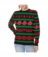 Black Anime Cloud Ugly Christmas Rib Cuff Crewneck Sweatshirt for Women - $47.54 CAD