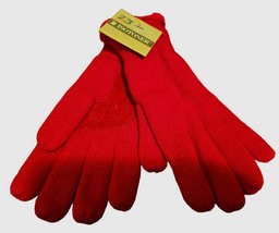 NWT Isotoner Red Gloves Wool Like Acrylic Faux Suede Palms  Furry Lined - £12.54 GBP