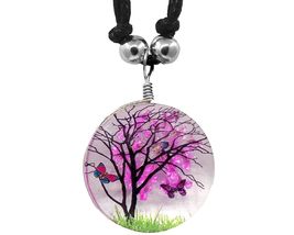 Mia Jewel Shop Blossom Tree of Life Flower Resin Inlay Pendant Round Acrylic Adj - £14.46 GBP