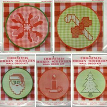 Vintage Christmas Chicken Scratch Embroidery Kit Hoop Gingham Fabric - U... - $30.37