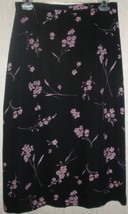 Excellent Womens Petite Sophisticate Lined Black Floral Print Silk Skirt Size 8 - £18.76 GBP