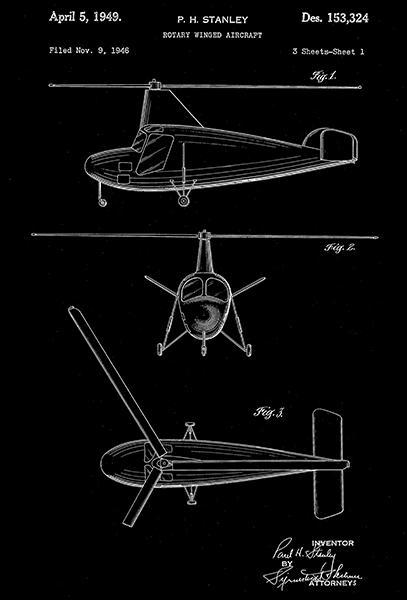 1949 - Autogiro Rotary Winged Aircraft - P. H. Stanley - Patent Art Poster - $9.99
