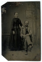 CIRCA 1860&#39;S 1/6 Plate TINTYPE of Older Husband &amp; Wife Wearing Victorian Dress - £13.32 GBP