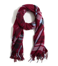 New J.Crew Factory Burgundy Plaid Scarf Nwt - £23.03 GBP