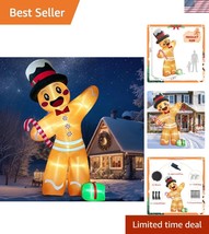 Weather-Resistant 12FT Gingerbread Christmas Decoration with Bright LED ... - $104.99