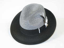Men's Milani Straw Braided Fedora Hat Soft Crushable FDS-006 Black/White image 6
