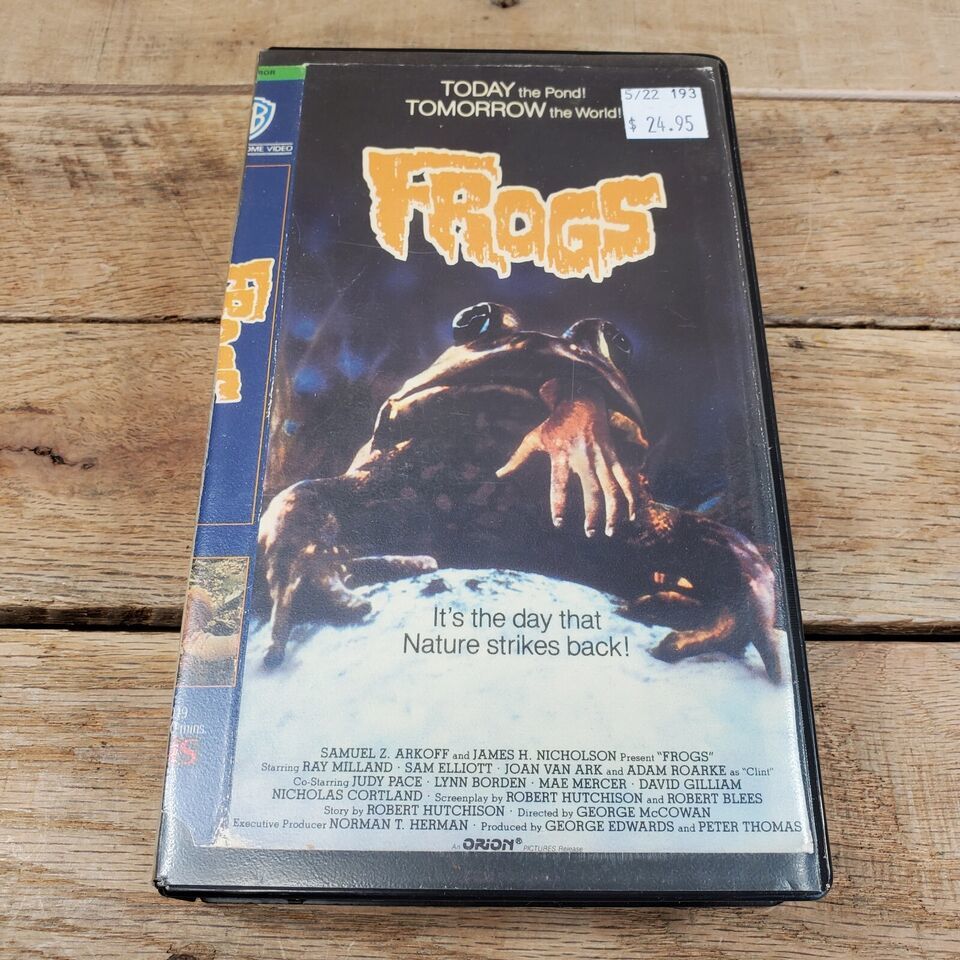 FROGS 1972 Horror VHS With Clamshell Case Cut Box Blockbuster Clam