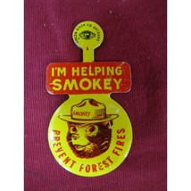 1960&#39;s &quot;Smokey The Bear&quot; Metal Tin Litho Badge/Pin/Button! Rare - £19.77 GBP