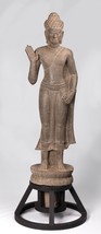 Antik Phnom Da Stil Stehend Stein Schutz Khmer Buddha - 123cm/124cm Hoch - $9,214.63