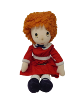 Vintage Orphan Annie Rag Doll Applause 1982 15” Plush Orange Yarn Hair Red Dress - $18.80