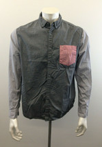 Billabong Men&#39;s Medium Two Tone Gray  Pink Pocket  Cotton Long  Sleeve  ... - £10.07 GBP