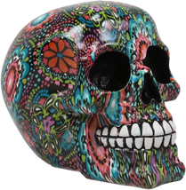 Day of the Dead Colorful Beads and Floral Blossoms Design Sugar Skul - $1,089.38 MXN