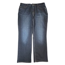 Lee Jeans Womens 14P Dark Wash Blue Denim Straight Leg Mid Rise Everyday - $15.99
