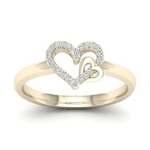10K Yellow Gold 0.08 Ct TDW Diamond  Open Heart Dous Fashion Ring - £175.20 GBP