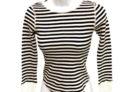 Old Navy Girl&#39;s Long Sleeve Stripe Shirt M (8) Black &amp; White Slim Fit NWT - £4.01 GBP