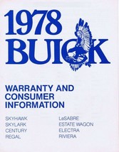 ORIGINAL Vintage 1978 Buick Warranty Riviera Electra LeSabre Brochure Book - £11.68 GBP