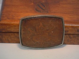 Pre-owned Metal &amp; Leather Engraved Canada Belt Buckle - $11.88